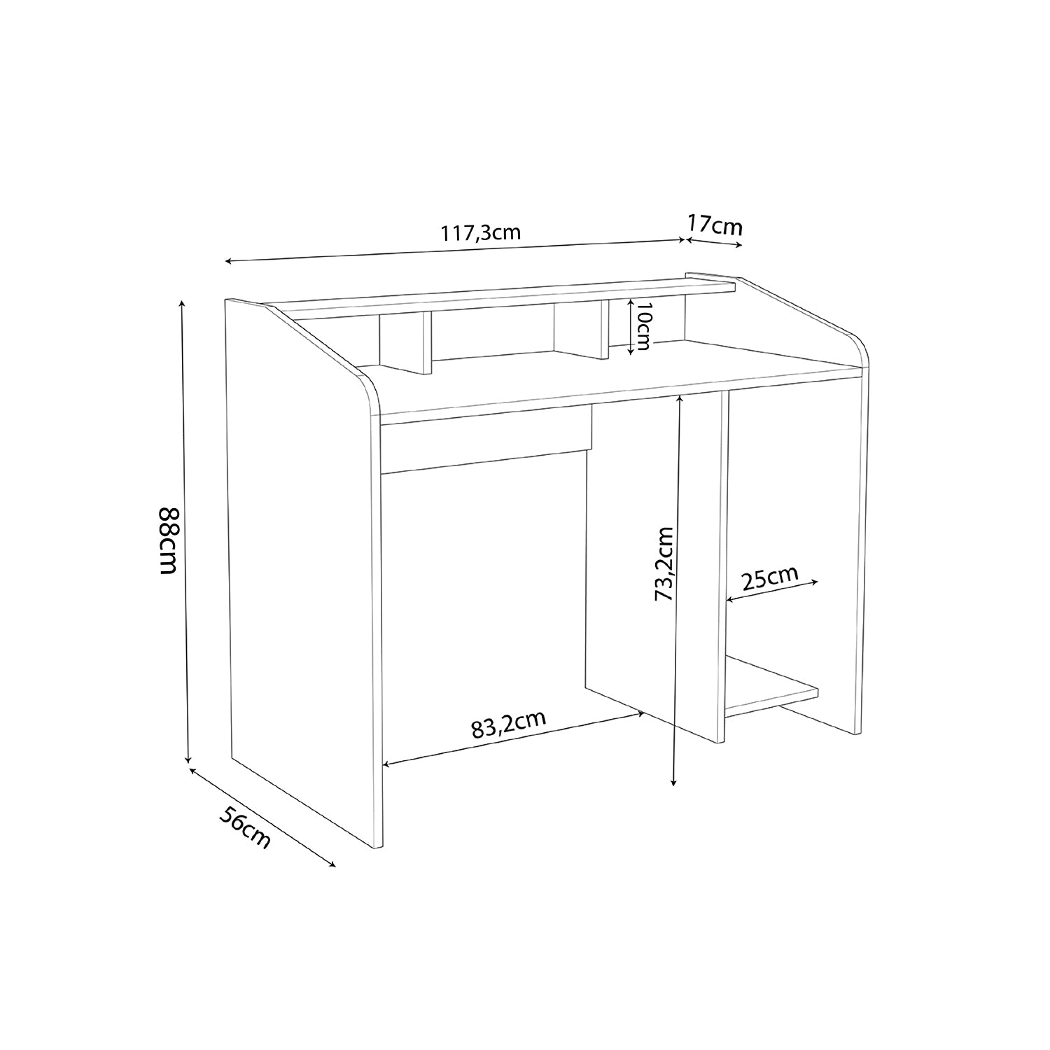 Bimossa S8382 Nova Kasalı Oyuncu & Çalışma Masası Beyaz 117 cm