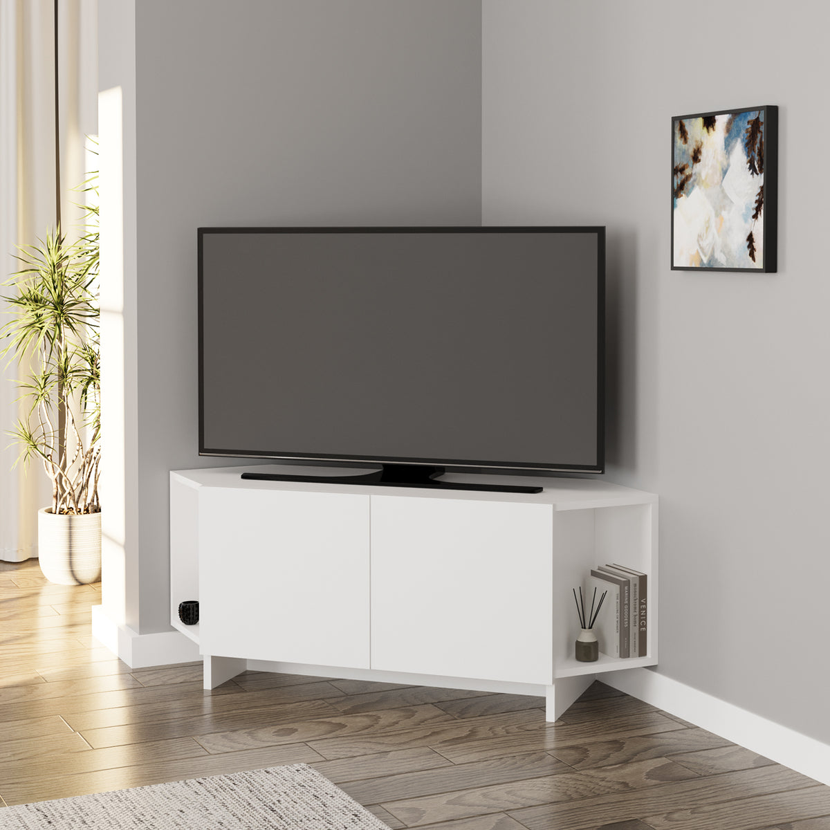 Bimossa B15 Ola Köşe Tv Ünitesi-Beyaz