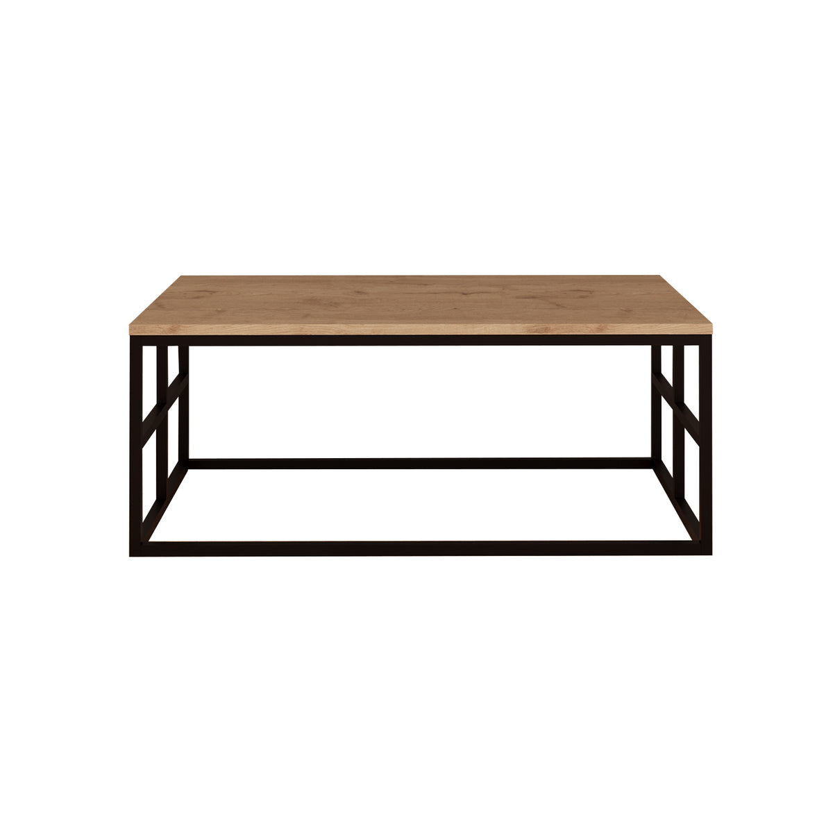 Bimossa O01 Sahara Karmen Orta Sehpa Sepet, 100 cm Siyah Metal Gövdeli Modern Dikdörtgen Salon Sehpası