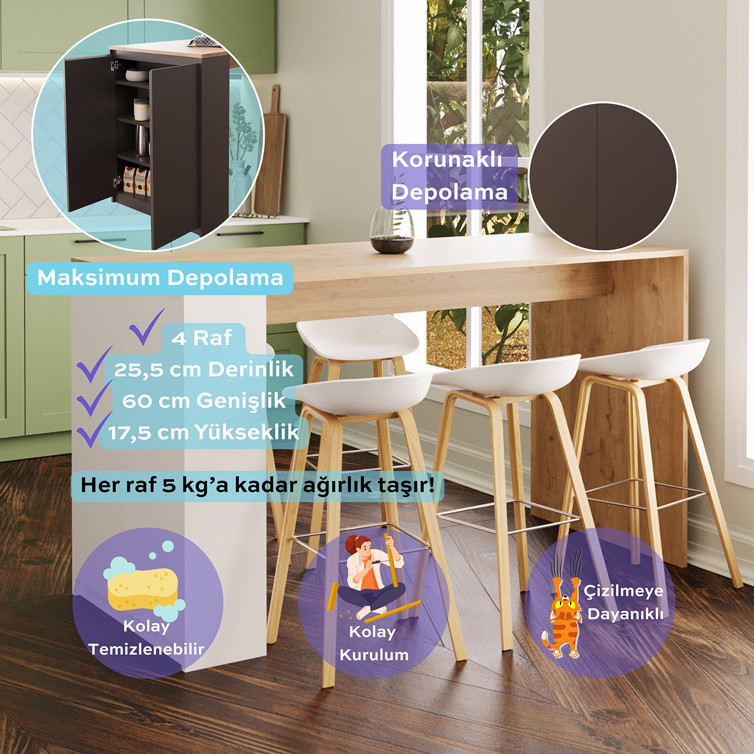 Bimossa L48 Edgar Bar Masası 160 cm