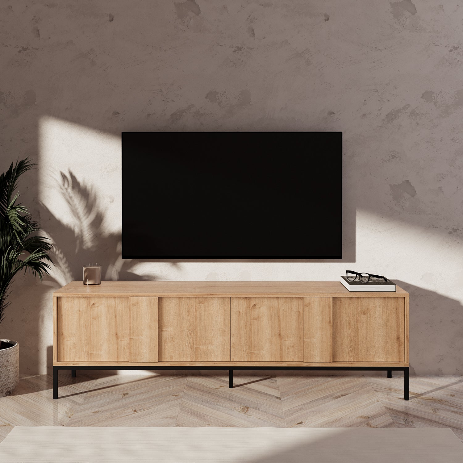 Bimossa E33 Soho TV Ünitesi 180 cm 4 Kapaklı Modern Salon Televizyon Ünitesi