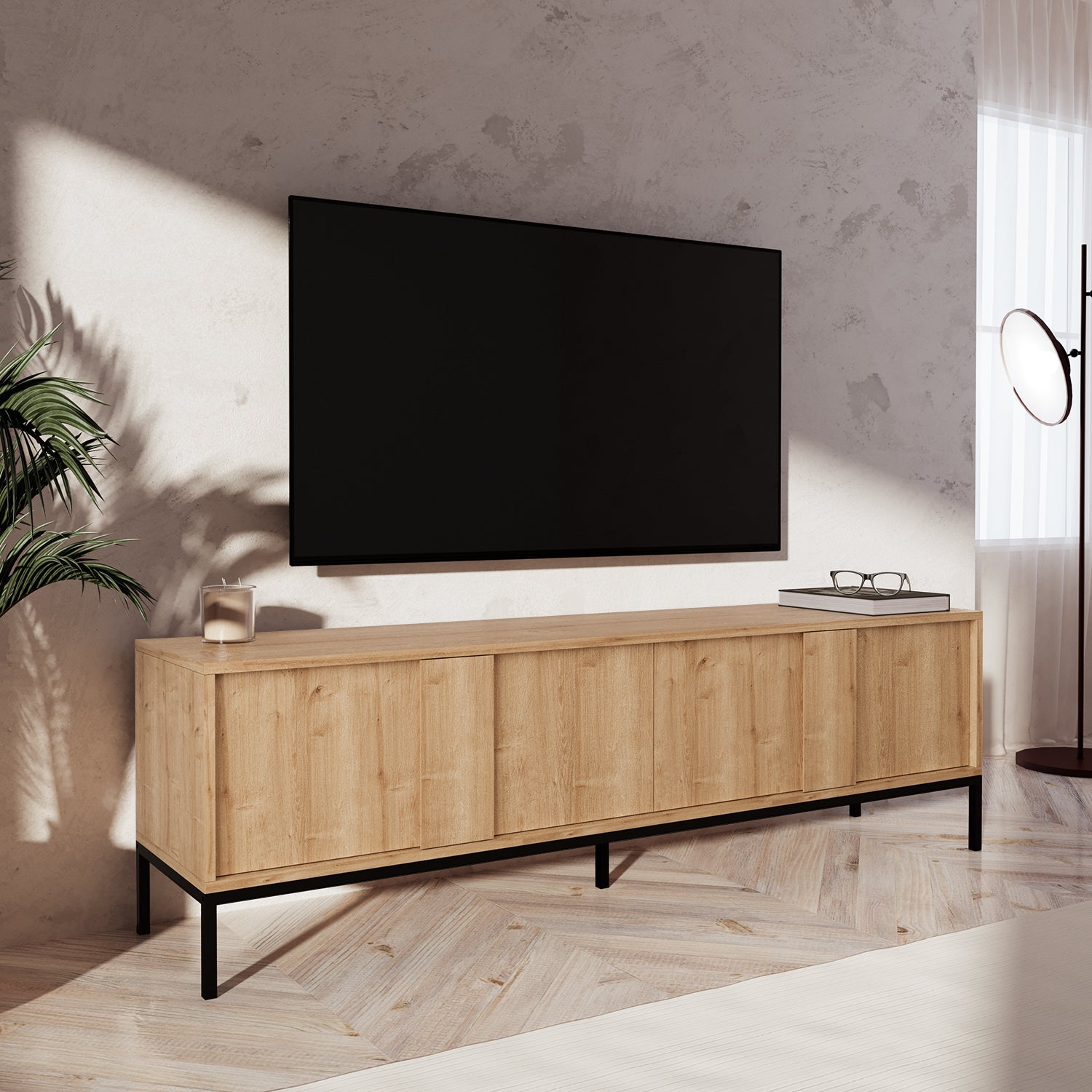 Bimossa E33 Soho TV Ünitesi 180 cm 4 Kapaklı Modern Salon Televizyon Ünitesi