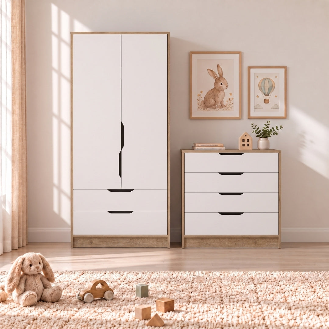 Bimossa TK22 Winnie 2 Kapaklı Gardırop ve 4 Çekmeceli Şifonyer Çocuk Odası Takımı