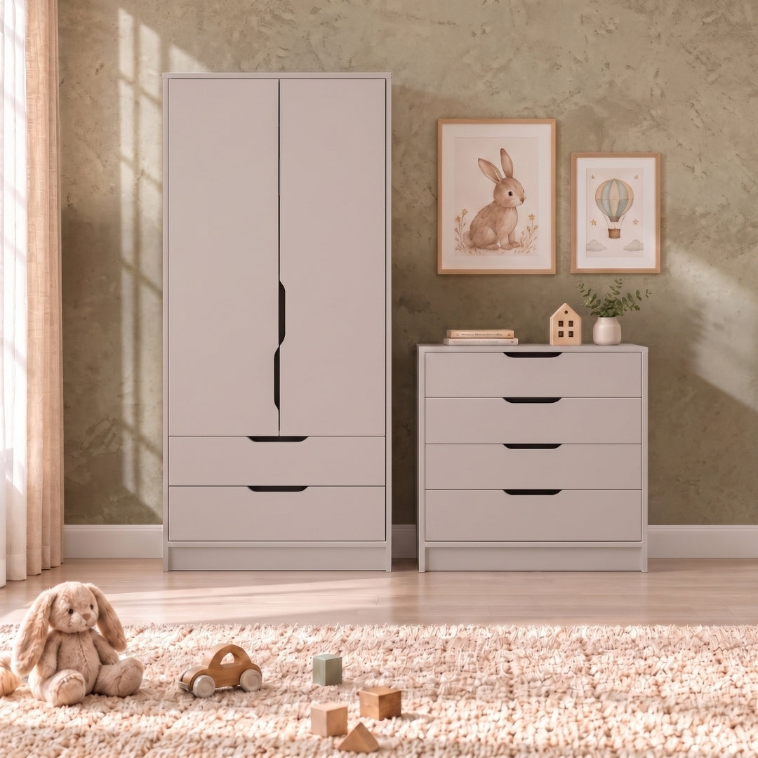 Bimossa TK22 Winnie 2 Kapaklı Gardırop ve 4 Çekmeceli Şifonyer Çocuk Odası Takımı