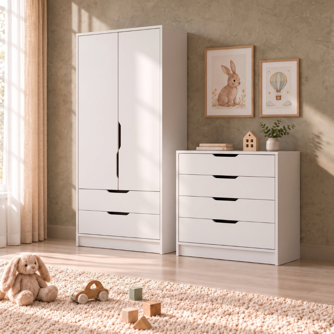 Bimossa TK22 Winnie 2 Kapaklı Gardırop ve 4 Çekmeceli Şifonyer Çocuk Odası Takımı