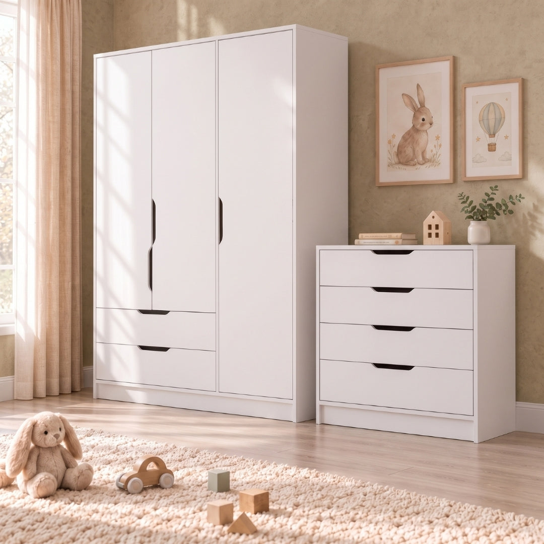 Bimossa TK32 Winnie 3 Kapaklı Gardırop ve 4 Çekmeceli Şifonyer Çocuk Odası Takımı