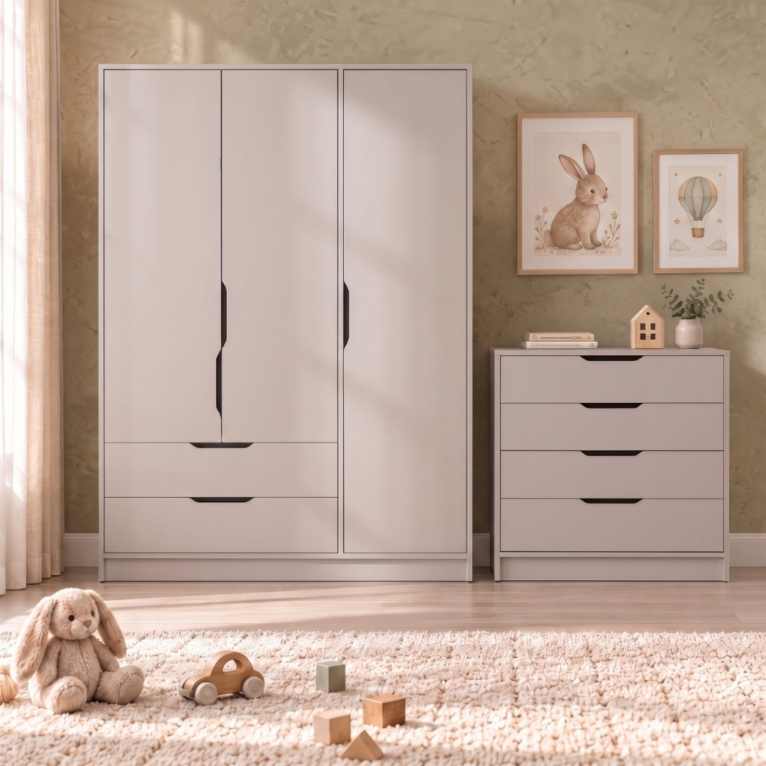 Bimossa TK32 Winnie 3 Kapaklı Gardırop ve 4 Çekmeceli Şifonyer Çocuk Odası Takımı