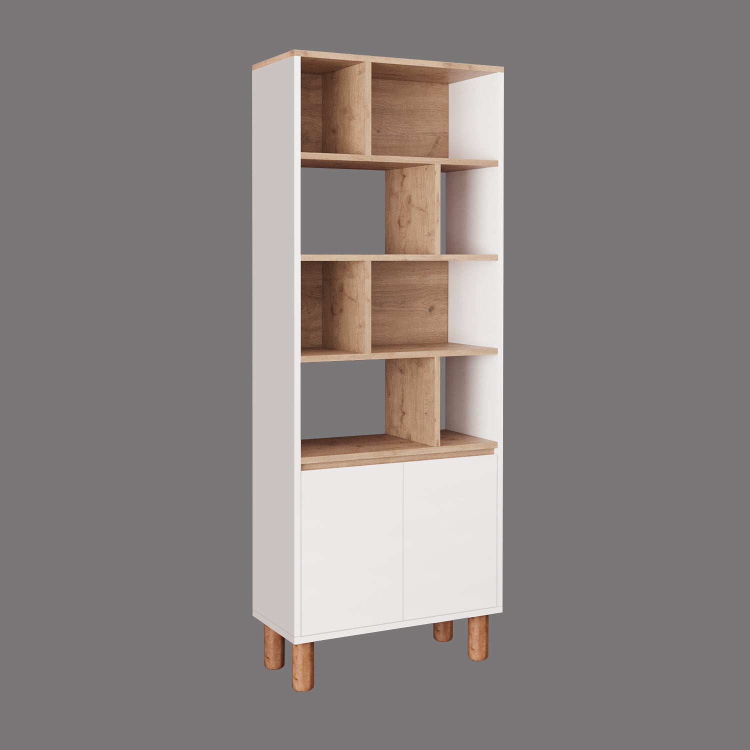Bimossa W41 Terra 180 cm Yüksek Ayaklı, Kapaklı Kitaplık, Raflı Çok Amaçlı Dolap
