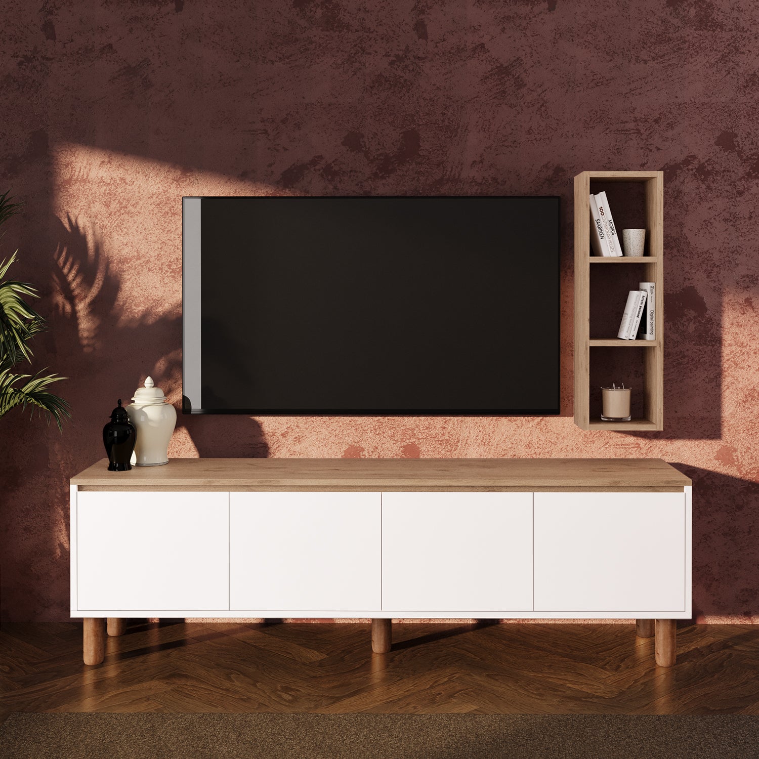 Bimossa G44 Terra Duvar Raflı TV Ünitesi ve Konsol Takımı