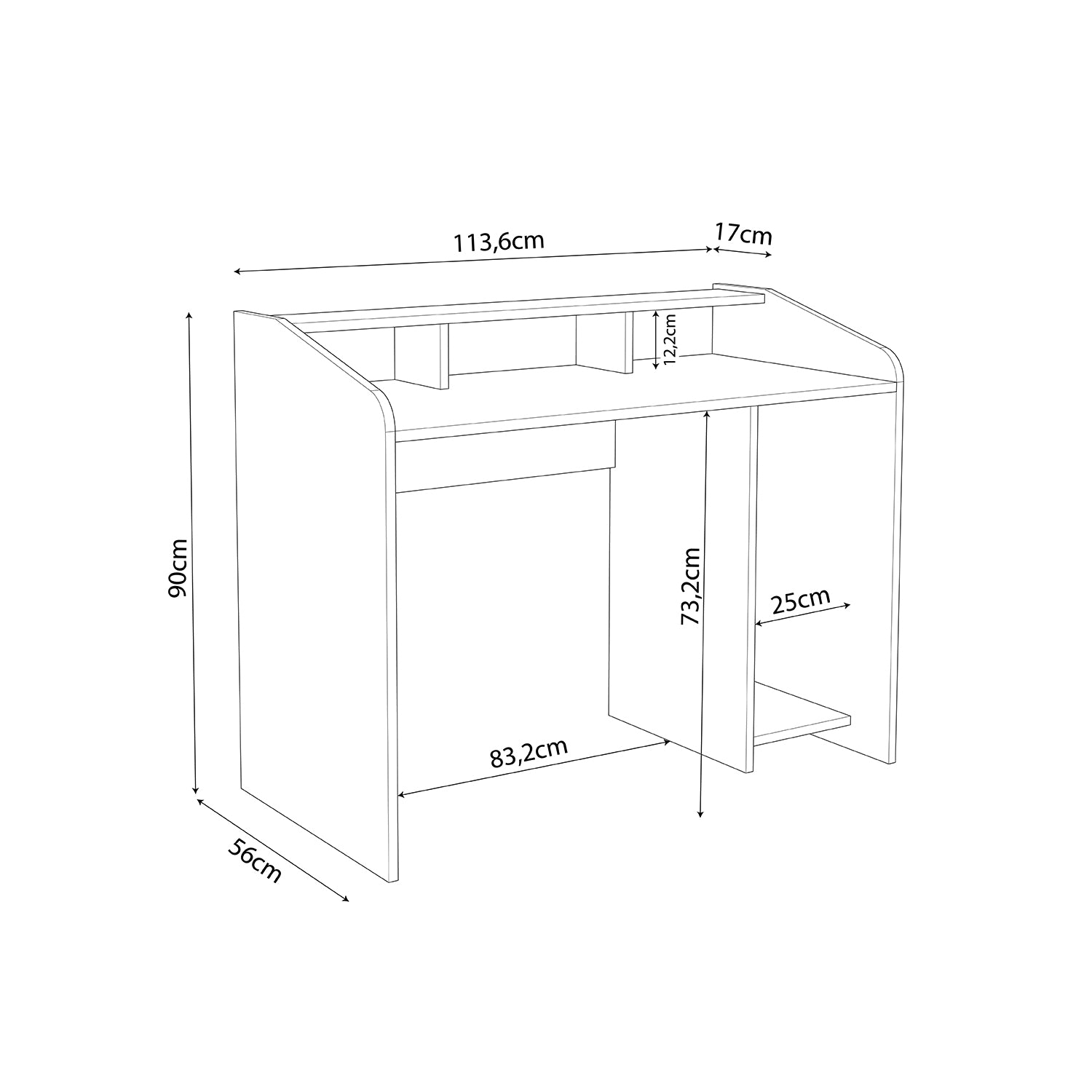 Bimossa S8380 Nova Kasalı Oyuncu & Çalışma Masası Siyah - Kırmızı 117 cm