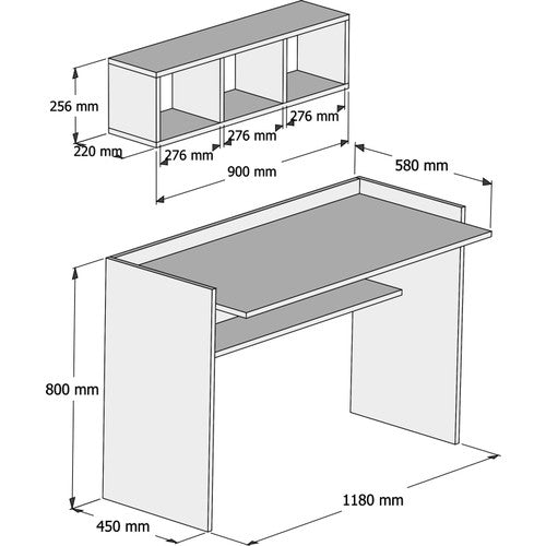 Bimossa Firuze Beyaz Çalışma Masası Raflı 118 cm V6040