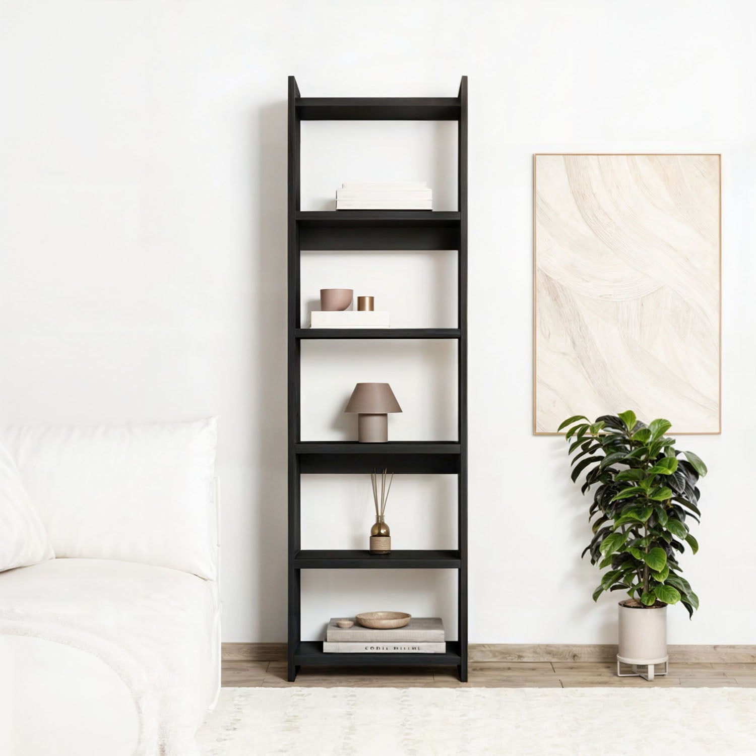 Bimossa W6060 Gülçiçek Geniş Raflı Siyah Kitaplık