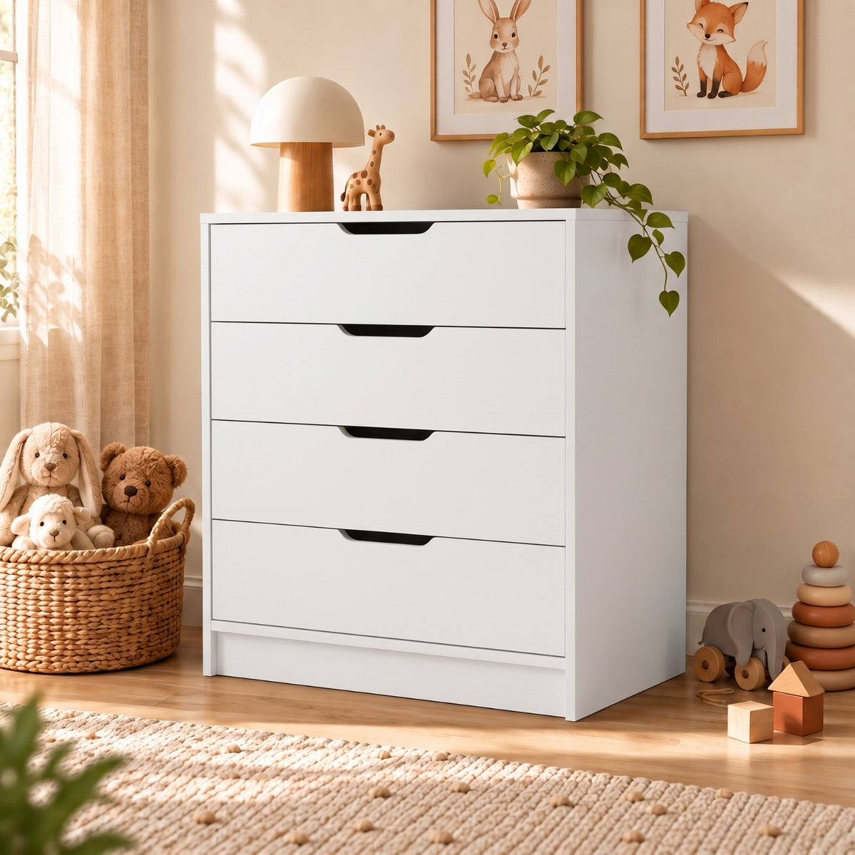 Bimossa N32 Winnie 4 Çekmeceli Şifonyer, 70 cm Modern Bebek ve Çocuk Odası Şifonyeri