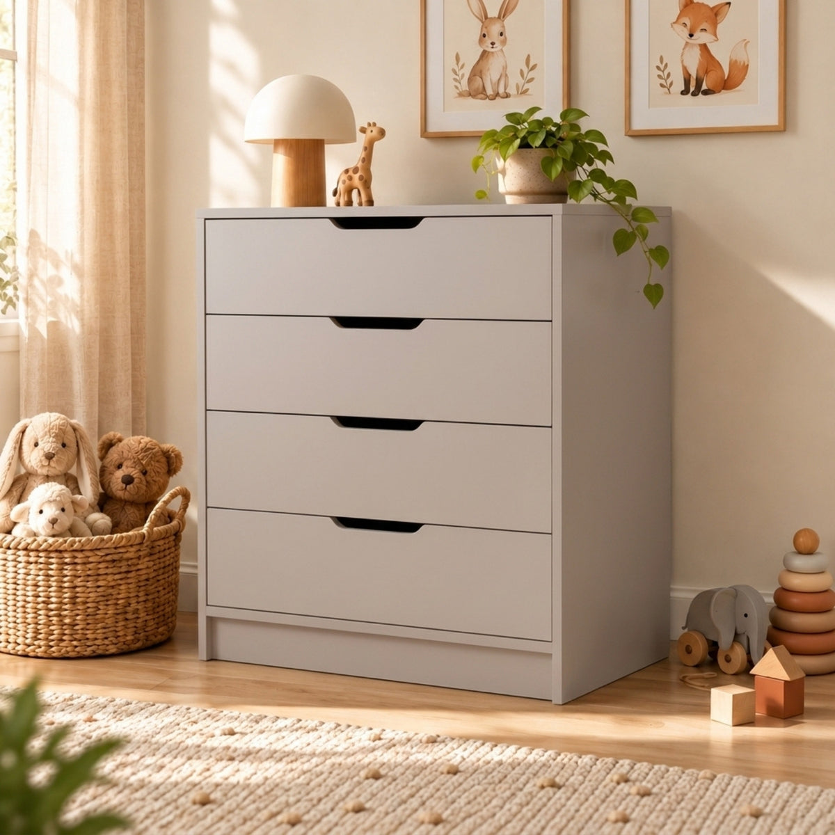 Bimossa N32 Winnie 4 Çekmeceli Şifonyer, 70 cm Modern Bebek ve Çocuk Odası Şifonyeri
