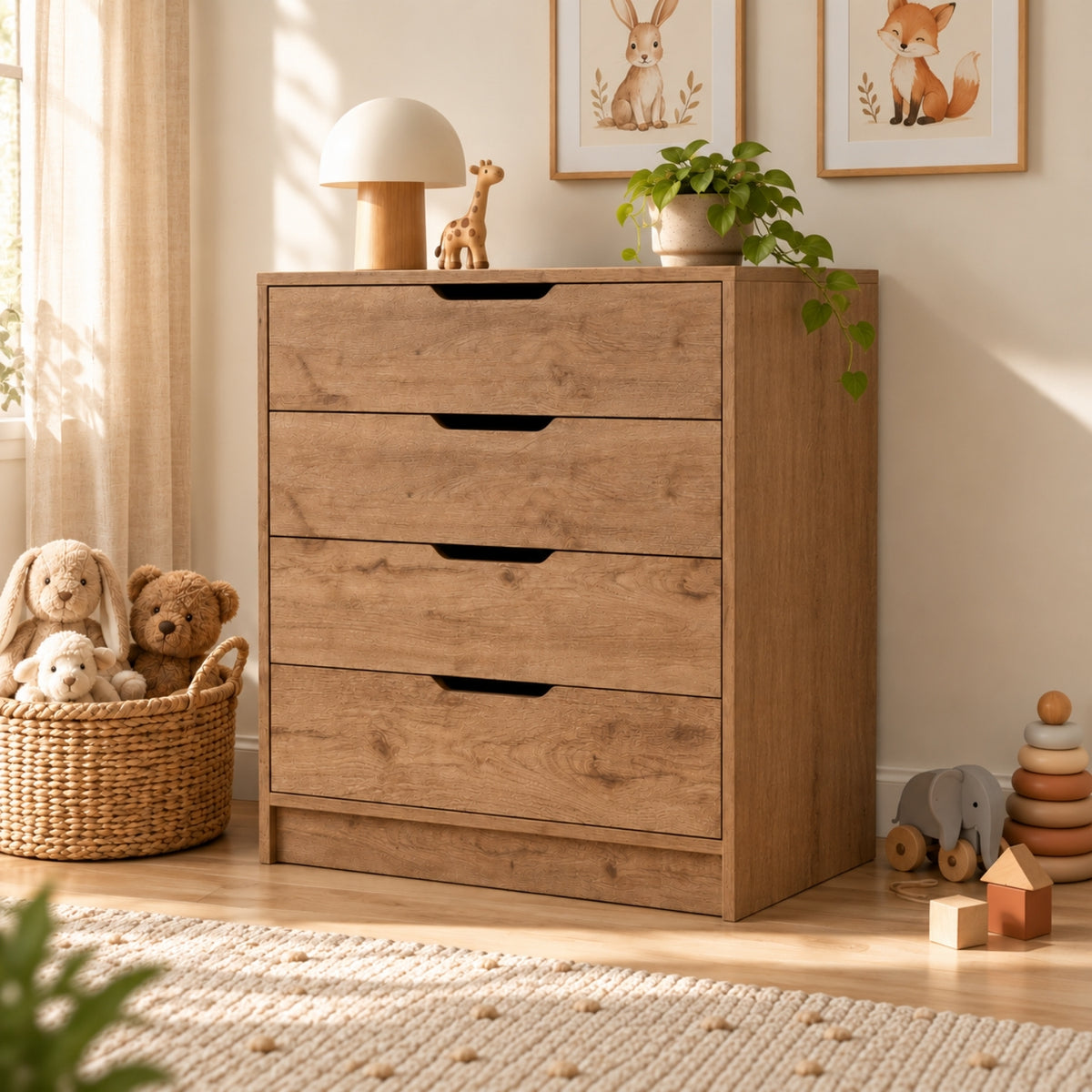Bimossa N32 Winnie 4 Çekmeceli Şifonyer, 70 cm Modern Bebek ve Çocuk Odası Şifonyeri