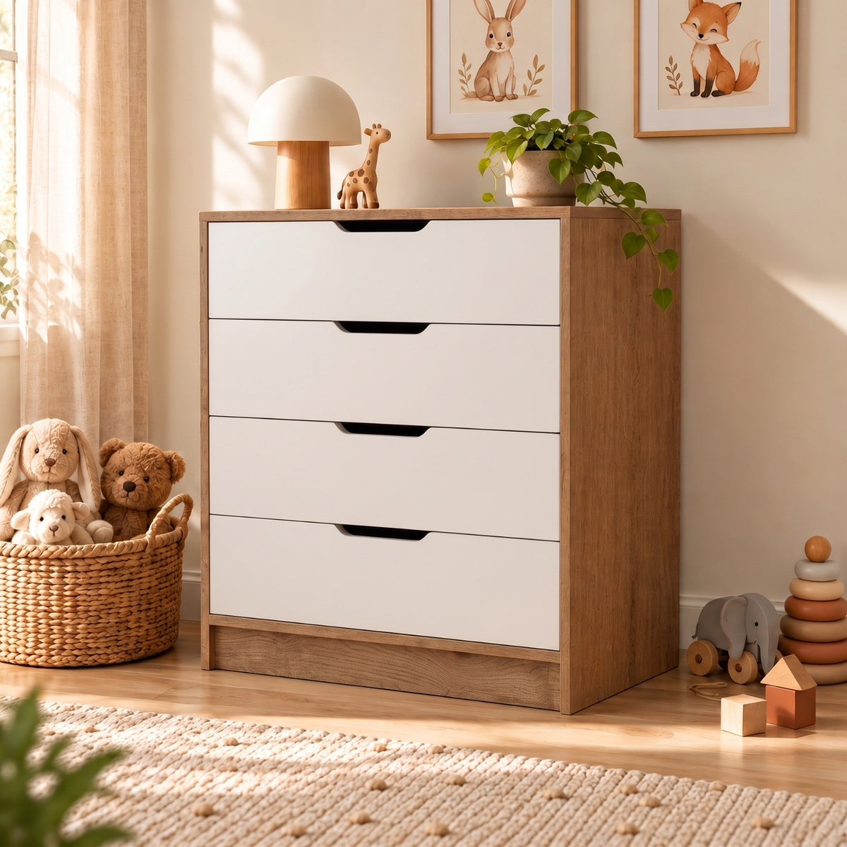 Bimossa N32 Winnie 4 Çekmeceli Şifonyer, 70 cm Modern Bebek ve Çocuk Odası Şifonyeri