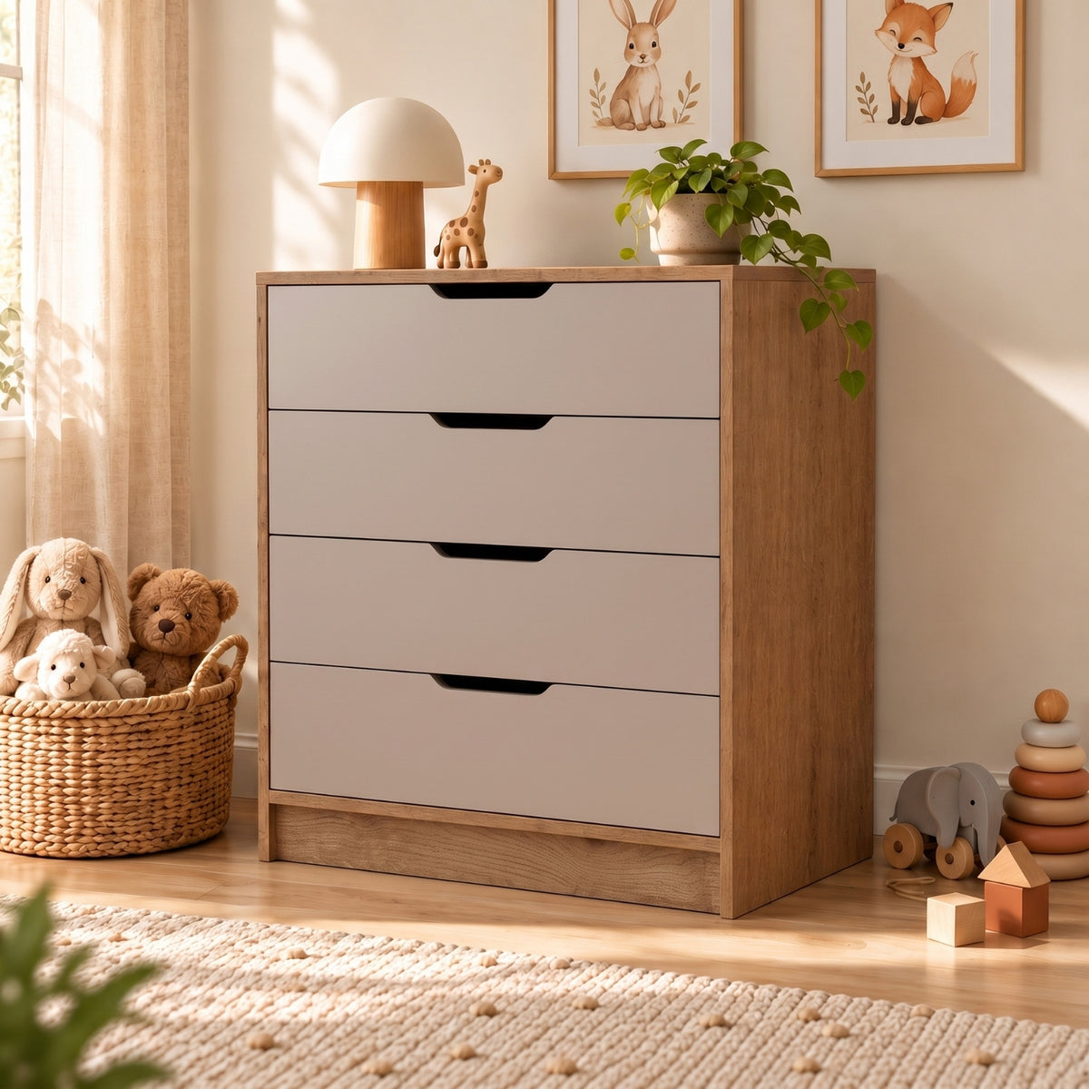 Bimossa N32 Winnie 4 Çekmeceli Şifonyer, 70 cm Modern Bebek ve Çocuk Odası Şifonyeri